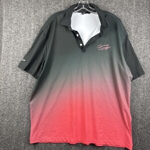 Sunday Swagger Mens Ombre Polo Shirt 2XL Black Pink Performance Golf Stretch
